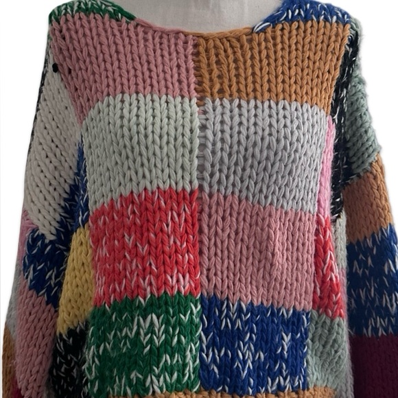 Colorful and Bold Patchwork Knit Sweater - Picture 11 of 16